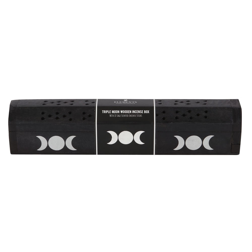 Something Different - Triple Moon Wooden Sage Incense Box Set Incense burner set - Black